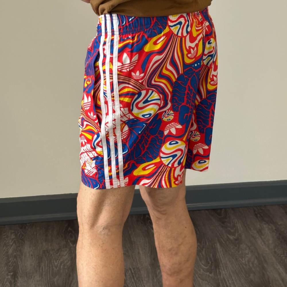 AdidasMen’s Multicolored Graphic 3-Stripes Shorts - Picture 5 of 7